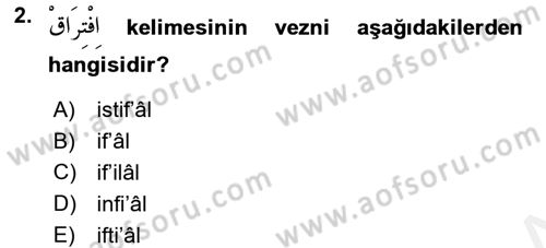Osmanlı Türkçesi 2 Dersi 2017 - 2018 Yılı (Final) Dönem Sonu Sınav Soruları 2. Soru