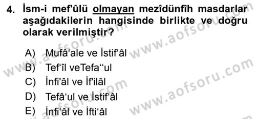 Osmanlı Türkçesi 2 Dersi 2018 - 2019 Yılı (Vize) Ara Sınav Soruları 4. Soru
