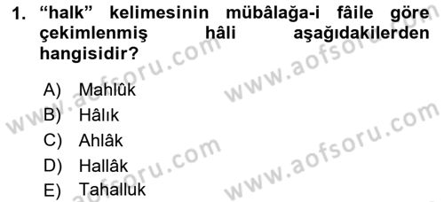 Osmanlı Türkçesi 2 Dersi 2018 - 2019 Yılı (Final) Dönem Sonu Sınav Soruları 1. Soru