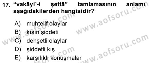 Osmanlı Türkçesi 2 Dersi 2018 - 2019 Yılı (Final) Dönem Sonu Sınav Soruları 17. Soru