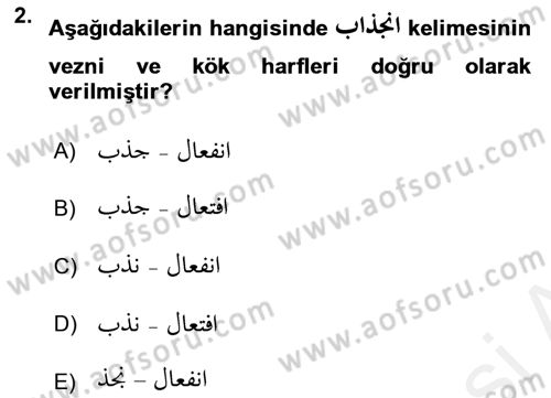 Osmanlı Türkçesi 2 Dersi 2018 - 2019 Yılı (Final) Dönem Sonu Sınav Soruları 2. Soru