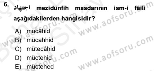 Osmanlı Türkçesi 2 Dersi 2018 - 2019 Yılı (Final) Dönem Sonu Sınav Soruları 6. Soru