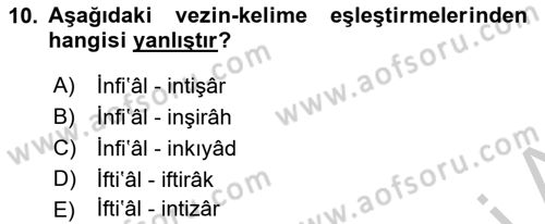 Osmanlı Türkçesi 2 Dersi 2018 - 2019 Yılı Yaz Okulu Sınav Soruları 10. Soru