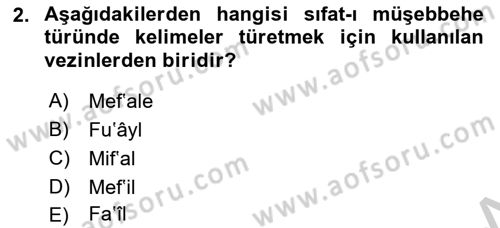 Osmanlı Türkçesi 2 Dersi 2018 - 2019 Yılı Yaz Okulu Sınav Soruları 2. Soru