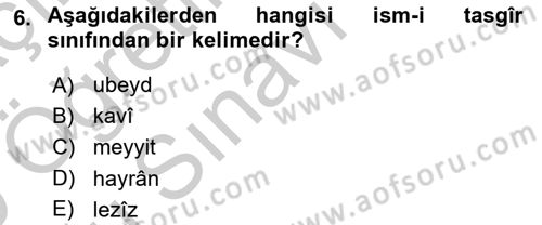 Osmanlı Türkçesi 2 Dersi 2018 - 2019 Yılı Yaz Okulu Sınav Soruları 6. Soru