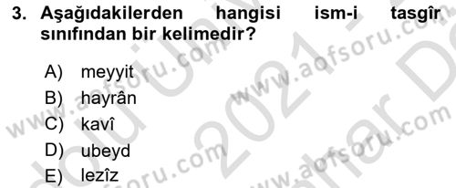 Osmanlı Türkçesi 2 Dersi 2021 - 2022 Yılı (Vize) Ara Sınav Soruları 3. Soru