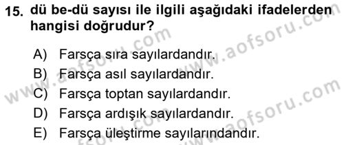 Osmanlı Türkçesi 2 Dersi 2021 - 2022 Yılı (Final) Dönem Sonu Sınav Soruları 15. Soru