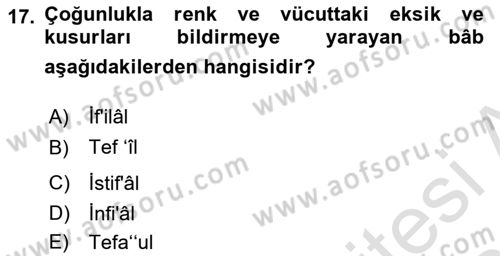 Osmanlı Türkçesi 2 Dersi 2021 - 2022 Yılı (Final) Dönem Sonu Sınav Soruları 17. Soru