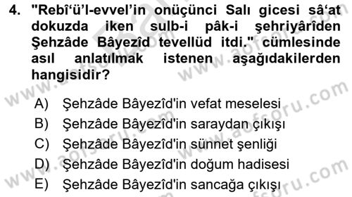 Osmanlı Türkçesi 2 Dersi 2021 - 2022 Yılı (Final) Dönem Sonu Sınav Soruları 4. Soru