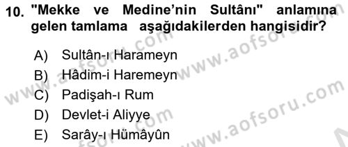 Osmanlı Türkçesi 2 Dersi 2021 - 2022 Yılı Yaz Okulu Sınav Soruları 10. Soru