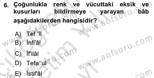 Osmanlı Türkçesi 2 Dersi 2021 - 2022 Yılı Yaz Okulu Sınav Soruları 6. Soru