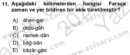 Osmanlı Türkçesi 2 Dersi 2022 - 2023 Yılı Yaz Okulu Sınav Soruları 11. Soru