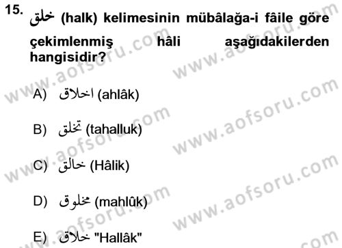 Osmanlı Türkçesi 2 Dersi 2022 - 2023 Yılı Yaz Okulu Sınav Soruları 15. Soru