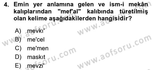 Osmanlı Türkçesi 2 Dersi 2022 - 2023 Yılı Yaz Okulu Sınav Soruları 4. Soru