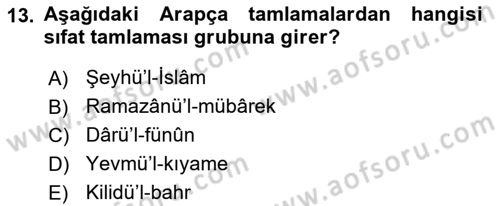 Osmanlı Türkçesi 2 Dersi 2023 - 2024 Yılı (Vize) Ara Sınav Soruları 13. Soru