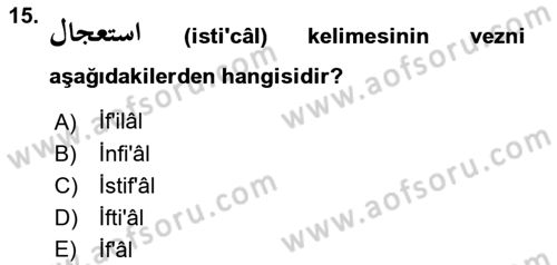 Osmanlı Türkçesi 2 Dersi 2023 - 2024 Yılı (Vize) Ara Sınav Soruları 15. Soru