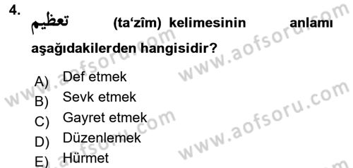 Osmanlı Türkçesi 2 Dersi 2023 - 2024 Yılı (Vize) Ara Sınav Soruları 4. Soru