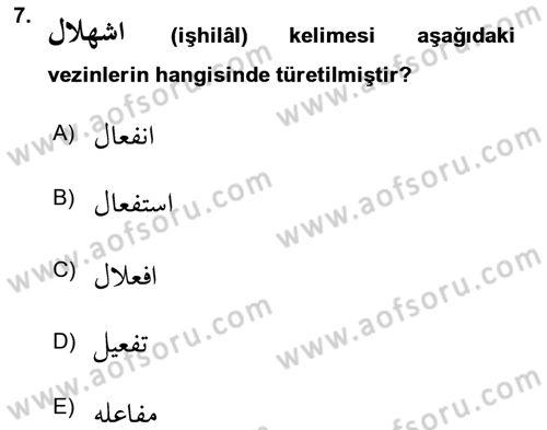 Osmanlı Türkçesi 2 Dersi 2023 - 2024 Yılı (Vize) Ara Sınav Soruları 7. Soru