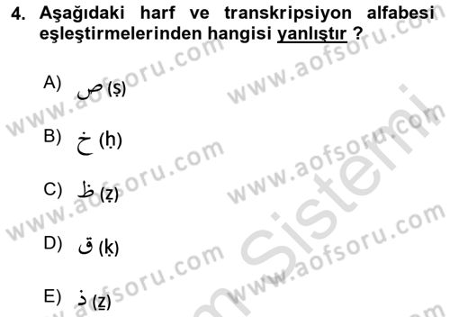 Osmanlı Türkçesi 2 Dersi 2023 - 2024 Yılı (Final) Dönem Sonu Sınav Soruları 4. Soru