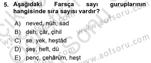 Osmanlı Türkçesi 2 Dersi 2023 - 2024 Yılı (Final) Dönem Sonu Sınav Soruları 5. Soru