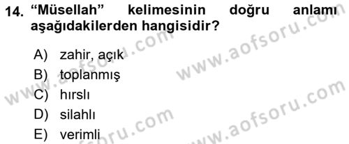 Osmanlı Türkçesi 2 Dersi 2023 - 2024 Yılı Yaz Okulu Sınav Soruları 14. Soru