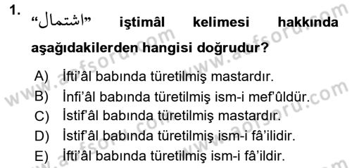 Osmanlı Türkçesi 2 Dersi 2024 - 2025 Yılı (Vize) Ara Sınav Soruları 1. Soru