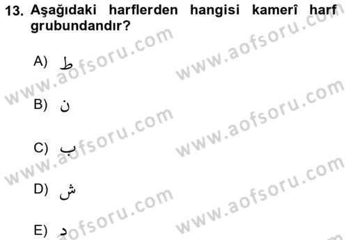 Osmanlı Türkçesi 2 Dersi 2024 - 2025 Yılı (Vize) Ara Sınav Soruları 13. Soru