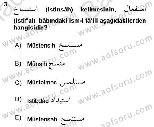 Osmanlı Türkçesi 2 Dersi 2024 - 2025 Yılı (Vize) Ara Sınav Soruları 3. Soru