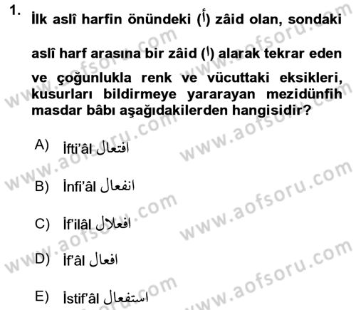 Osmanlı Türkçesi 2 Dersi 2024 - 2025 Yılı (Final) Dönem Sonu Sınav Soruları 1. Soru
