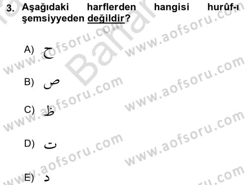 Osmanlı Türkçesi 2 Dersi 2024 - 2025 Yılı (Final) Dönem Sonu Sınav Soruları 3. Soru