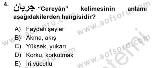 Osmanlı Türkçesi 2 Dersi 2024 - 2025 Yılı (Final) Dönem Sonu Sınav Soruları 4. Soru
