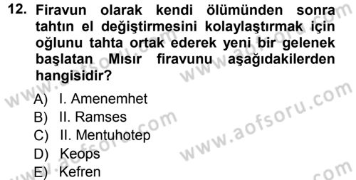 Uygarlık Tarihi 1 Dersi 2012 - 2013 Yılı (Vize) Ara Sınav Soruları 12. Soru