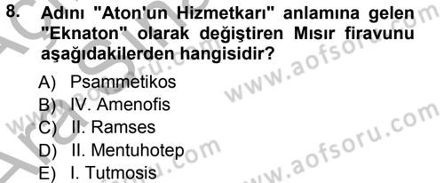 Uygarlık Tarihi 1 Dersi 2012 - 2013 Yılı (Vize) Ara Sınav Soruları 8. Soru