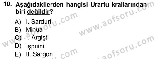 Uygarlık Tarihi 1 Dersi 2012 - 2013 Yılı (Final) Dönem Sonu Sınav Soruları 10. Soru