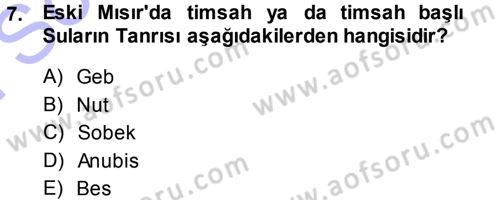 Uygarlık Tarihi 1 Dersi 2012 - 2013 Yılı (Final) Dönem Sonu Sınav Soruları 7. Soru