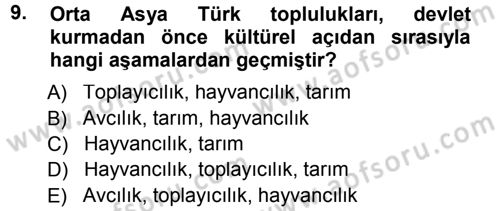 Uygarlık Tarihi 1 Dersi 2012 - 2013 Yılı (Final) Dönem Sonu Sınav Soruları 9. Soru