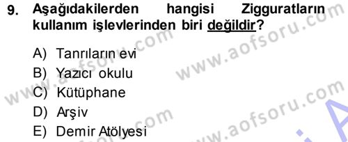 Uygarlık Tarihi 1 Dersi 2013 - 2014 Yılı (Vize) Ara Sınav Soruları 9. Soru
