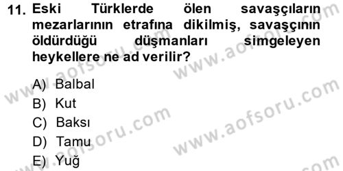 Uygarlık Tarihi 1 Dersi 2013 - 2014 Yılı (Final) Dönem Sonu Sınav Soruları 11. Soru