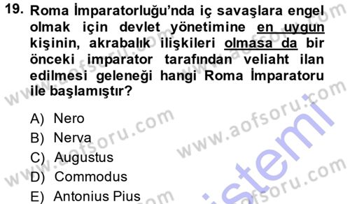 Uygarlık Tarihi 1 Dersi 2013 - 2014 Yılı (Final) Dönem Sonu Sınav Soruları 19. Soru