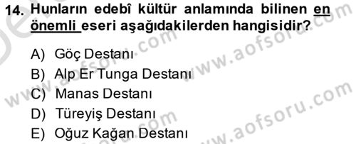 Uygarlık Tarihi 1 Dersi 2013 - 2014 Yılı Tek Ders Sınav Soruları 14. Soru