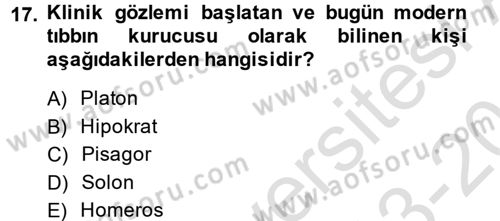 Uygarlık Tarihi 1 Dersi 2013 - 2014 Yılı Tek Ders Sınav Soruları 17. Soru