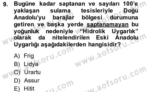 Uygarlık Tarihi 1 Dersi 2013 - 2014 Yılı Tek Ders Sınav Soruları 9. Soru