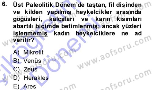 Uygarlık Tarihi 1 Dersi 2014 - 2015 Yılı (Vize) Ara Sınav Soruları 6. Soru