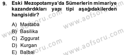 Uygarlık Tarihi 1 Dersi 2014 - 2015 Yılı (Vize) Ara Sınav Soruları 9. Soru