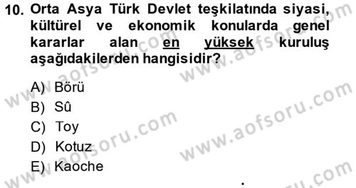 Uygarlık Tarihi 1 Dersi 2014 - 2015 Yılı (Final) Dönem Sonu Sınav Soruları 10. Soru