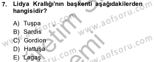 Uygarlık Tarihi 1 Dersi 2014 - 2015 Yılı (Final) Dönem Sonu Sınav Soruları 7. Soru