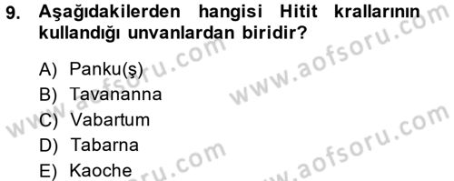 Uygarlık Tarihi 1 Dersi 2014 - 2015 Yılı (Final) Dönem Sonu Sınav Soruları 9. Soru