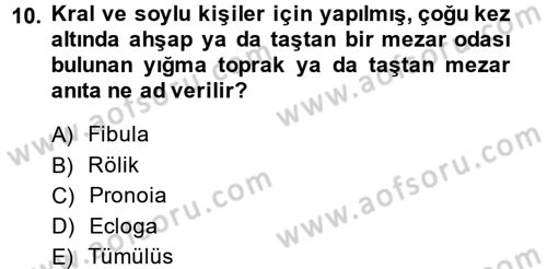 Uygarlık Tarihi 1 Dersi 2014 - 2015 Yılı Tek Ders Sınav Soruları 10. Soru