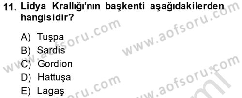 Uygarlık Tarihi 1 Dersi 2014 - 2015 Yılı Tek Ders Sınav Soruları 11. Soru