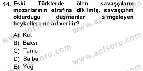 Uygarlık Tarihi 1 Dersi 2014 - 2015 Yılı Tek Ders Sınav Soruları 14. Soru